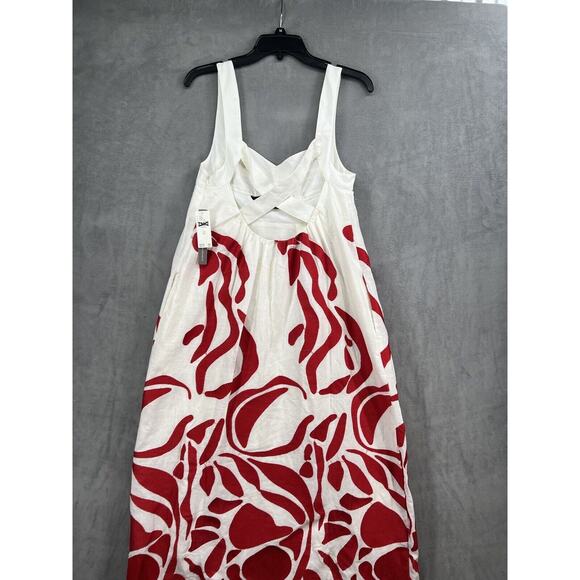 Anthropologie Front Cutout Maxi Dress Size XSmall White Red Sleeveless - Picture 8 of 12